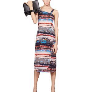 Opening Ceremony Silk Midi Dress Colorful Blue Black 4